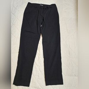 George Solid Black Mid Rise  Straight Leg Dress Pants